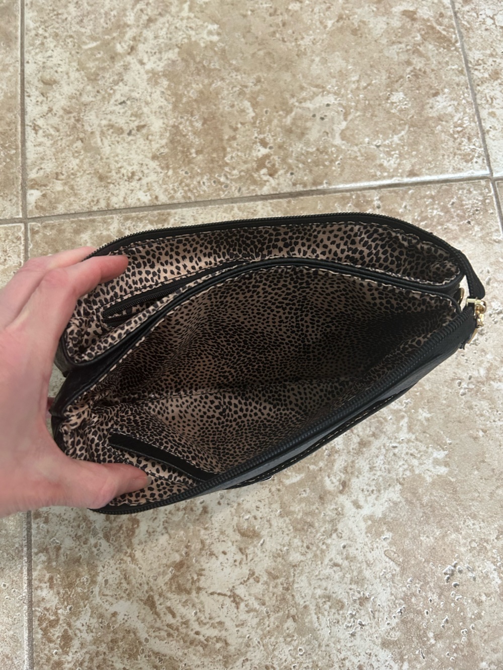 Black Leather Women’s Clutch with Gold Hardware - Picture 2 of 6